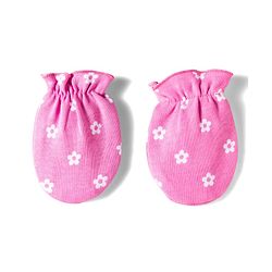 Babyhug 100% Cotton Mittens & Booties Set With Floral Print - Pink
