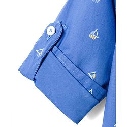 Babyhug Cotton Woven Full Sleeves Shirt with Ship Print - Blue
