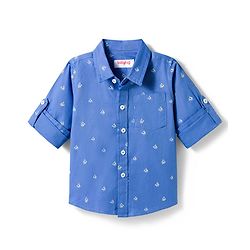 Babyhug Cotton Woven Full Sleeves Shirt with Ship Print - Blue