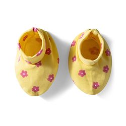 Babyhug 100% Cotton Knit Mittens & Booties with Floral Print - Yellow