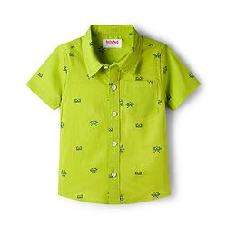 Babyhug Cotton Woven Half Sleeves Printed Shirt - Green