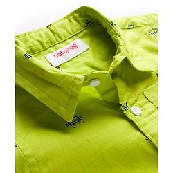 Babyhug Cotton Woven Half Sleeves Printed Shirt - Green