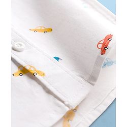 Babyhug Cotton Woven Half Sleeves Shirt With Vehicle Print - White