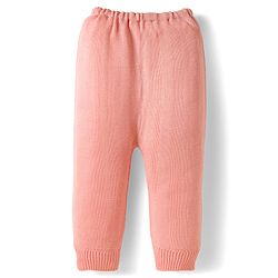 Babyhug Knitted Full Sleeves Sweater Set With Frill & Cable Knit Design - Pink