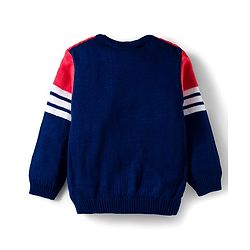 Babyhug Knit Full Sleeves Pullover Sweater with Stripes - Navy Blue & Red