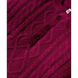 Babyhug Knitted Full Sleeves Pullover Sweater With Cable Knit Design - Wine