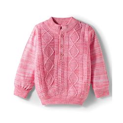 Babyhug Knit Full Sleeves Pullover Sweater with Cable Knit Design - Pink