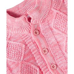 Babyhug Knit Full Sleeves Pullover Sweater with Cable Knit Design - Pink