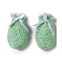 Babyhug Hand Knit Woollen Cap Mitten & Booties Set with Bow Applique Sea Green - Diameter 10 cm