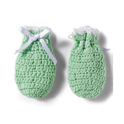 Babyhug Hand Knit Woollen Cap Mitten & Booties Set with Bow Applique Sea Green - Diameter 10 cm