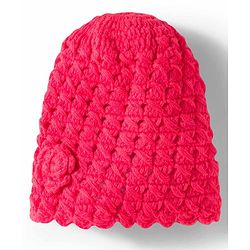 Babyhug Hand Knit Woollen Cap with Floral Embroidery Red - Diameter 12 cm