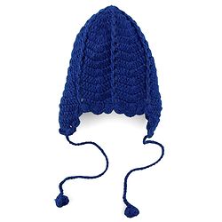 Babyhug Hand Knit Cap With Floral Applique Navy Blue - 12 cm Diameter