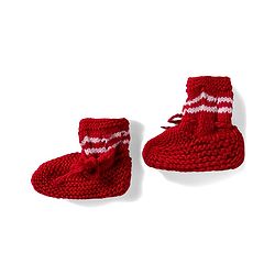 Babyhug Hand Knit Woollen Cap and Bootie Set Red - Diameter 11 cm