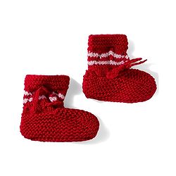 Babyhug Hand Knit Woollen Cap and Bootie Set Red - Diameter 11 cm
