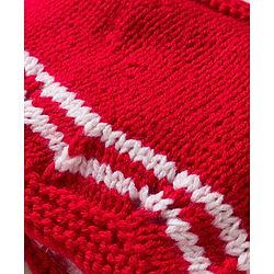Babyhug Hand Knit Woollen Cap and Bootie Set Red - Diameter 11 cm