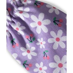 Babyhug 100% Cotton Knit Mittens & Booties with Floral Print - Lavender
