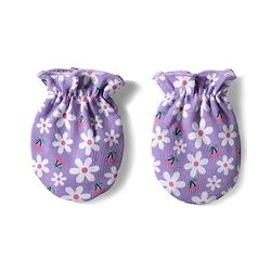 Babyhug 100% Cotton Knit Mittens & Booties with Floral Print - Lavender