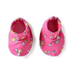 Babyhug Interlock Cotton Knit Cap Mittens And Booties Set With Floral Print Pink -  Diameter 16 cm