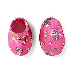 Babyhug Interlock Cotton Knit Cap Mittens And Booties Set With Floral Print Pink -  Diameter 16 cm