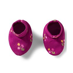 Babyhug 100% Cotton Knit Cap Mittens And Booties Set with Floral Print Wine - Diameter 16 cm