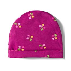 Babyhug 100% Cotton Knit Cap Mittens And Booties Set with Floral Print Wine - Diameter 16 cm