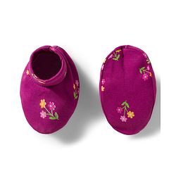 Babyhug 100% Cotton Knit Cap Mittens And Booties Set with Floral Print Wine - Diameter 16 cm