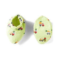 Babyhug 100% Cotton Cap Mittens & Booties Set With Vehicle Print Lime Green - Diameter 16 cm