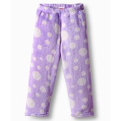 Babyhug Velour Knit Full Sleeves Front Open Fur Co-ords Winter Night Suit with Polka Dot Print - Lavender