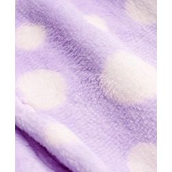 Babyhug Velour Knit Full Sleeves Front Open Fur Co-ords Winter Night Suit with Polka Dot Print - Lavender