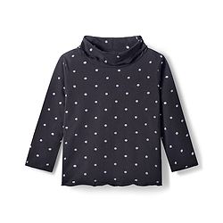Babyhug Knit Full Sleeves Turtle Neck Winter T-Shirt With Polka Dots - Black
