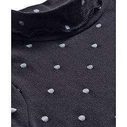 Babyhug Knit Full Sleeves Turtle Neck Winter T-Shirt With Polka Dots - Black