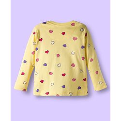 Babyhug Cotton Knit Full Sleeves Co-ords Night Suit With Heart Print - Yellow