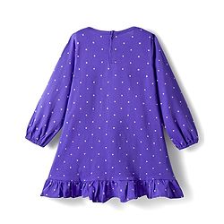 Babyhug Cotton Knit Full Sleeves Nighty With Text & Polka Dots Print - Violet