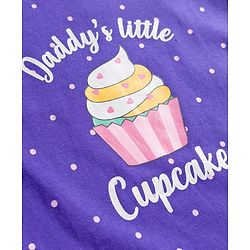 Babyhug Cotton Knit Full Sleeves Nighty With Text & Polka Dots Print - Violet