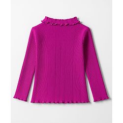 Babyhug Single Jersey Knit Full Sleeves Turtle Neck Winter T-Shirt with Cherry Embroidery - Violet