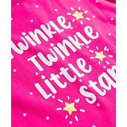Babyhug Cotton Knit Full Sleeves Nighty With Text & Polka Dot Print - Pink