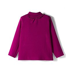 Babyhug Single Jersey Knit Full Sleeves Turtle Neck Winter T-Shirt with Bow Applique - Wine