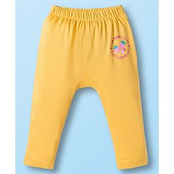 Babyhug Cotton Knit Full Length Diaper Leggings With Floral Print Pack Of 3 - Pink Yellow & White