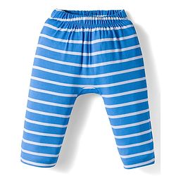 Babyhug Interlock Knit Full Length Diaper Leggings with Stripes & Vehicle Print Pack of 3 - Yellow & Blue