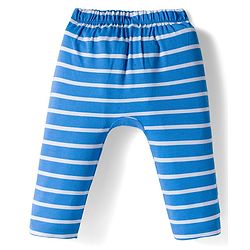 Babyhug Interlock Knit Full Length Diaper Leggings with Stripes & Vehicle Print Pack of 3 - Yellow & Blue