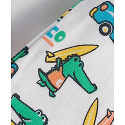 Babyhug Cotton Knit Full Length Diaper Pant With Stipes & Vehicle Print Pack Of 3 - Light Blue Yellow & Aqua