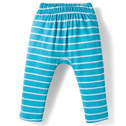Babyhug Cotton Knit Full Length Diaper Pant With Stipes & Vehicle Print Pack Of 3 - Light Blue Yellow & Aqua