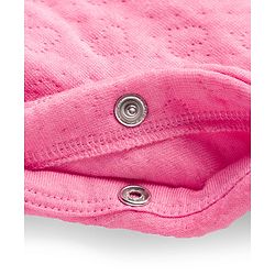 Babyhug Cotton Knit Full Sleeves Footed & Hooded Quilted Romper With Animal Embroidery - Pink