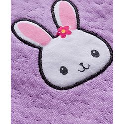 Babyhug Cotton Knit Full Sleeves Front Open Winter Wear Quilted Romper with Heart & Bunny Detailing - Lavender