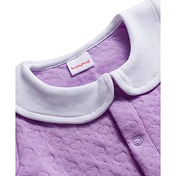 Babyhug Cotton Knit Full Sleeves Front Open Winter Wear Quilted Romper with Heart & Bunny Detailing - Lavender