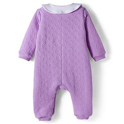 Babyhug Cotton Knit Full Sleeves Front Open Winter Wear Quilted Romper with Heart & Bunny Detailing - Lavender