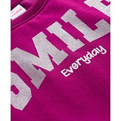 Babyhug Fleece Knit Full Sleeves Premium Heavy Gauge Warm Fleece Fabric Sweatshirt With Smile Print - Purple
