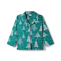 Babyhug Cotton Woven Full Sleeves Co-ords Night Suit With Tropical Theme Print - Dark Green