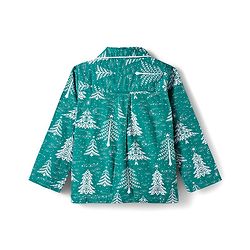 Babyhug Cotton Woven Full Sleeves Co-ords Night Suit With Tropical Theme Print - Dark Green