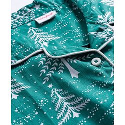 Babyhug Cotton Woven Full Sleeves Co-ords Night Suit With Tropical Theme Print - Dark Green